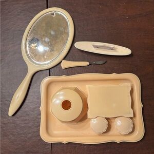 vintage French Ivory celluloid vanity dresser set